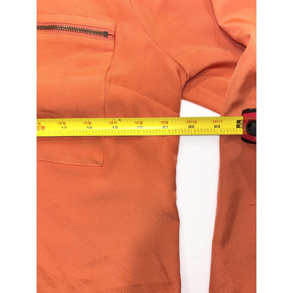 MICHAEL Michael Kors Blouse Womens Large Orange V Neck Zip Pocket Tunic Top - Picture 9 of 16